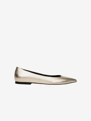 10:30am Running Between Offices Vegan Leather Flats | Light Gold