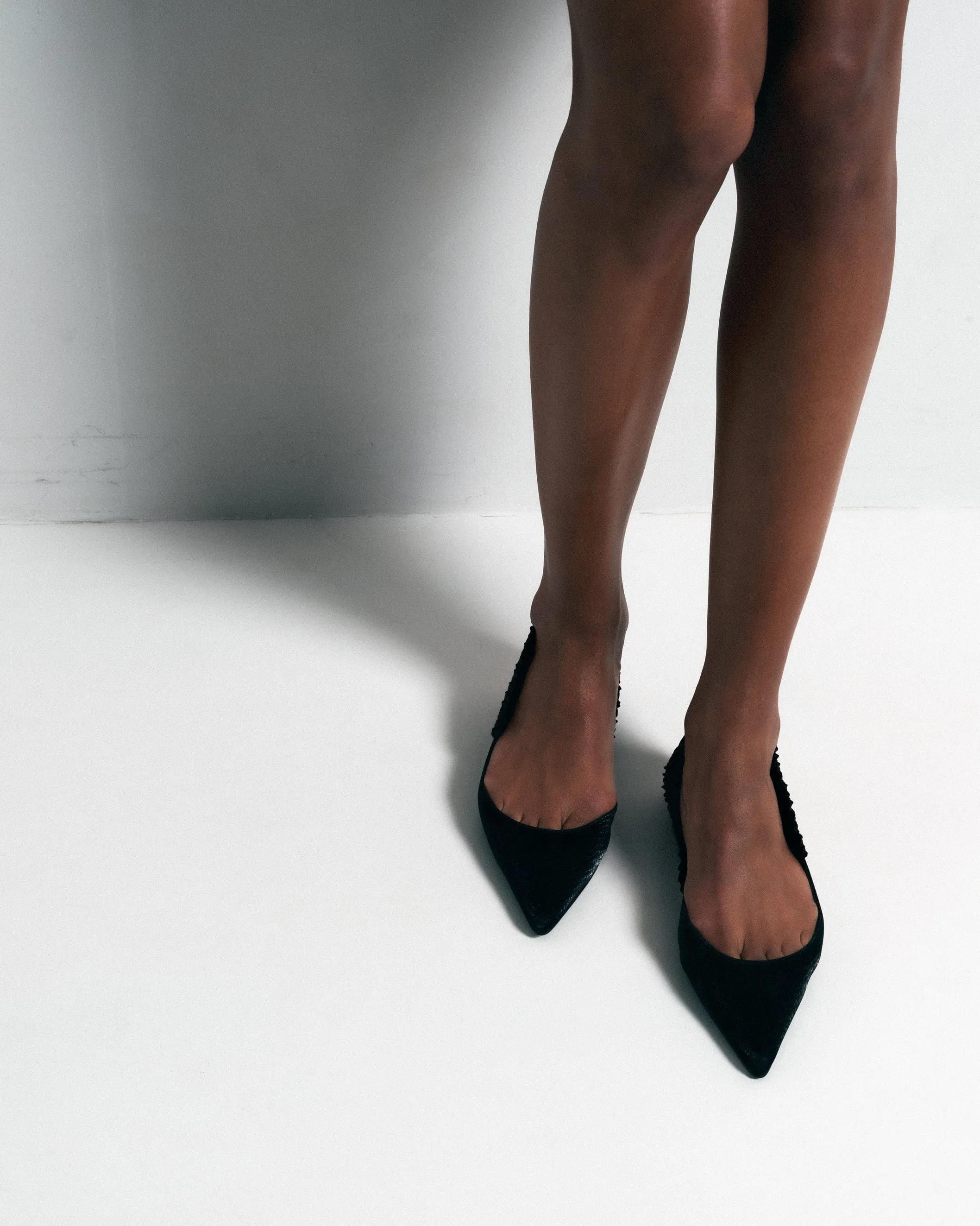 11:30am Sunday Brunch Vegan Leather Slingback Flats | Black