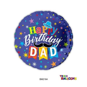 18" Happy Birthday Dad Mylar Balloon #239