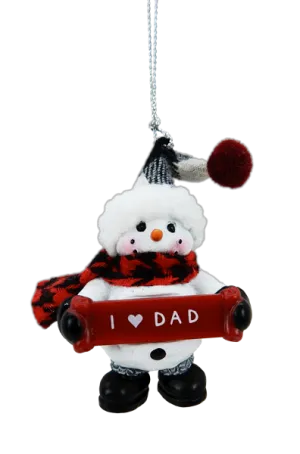 2.5" Snowman Ornament - I (heart) Dad