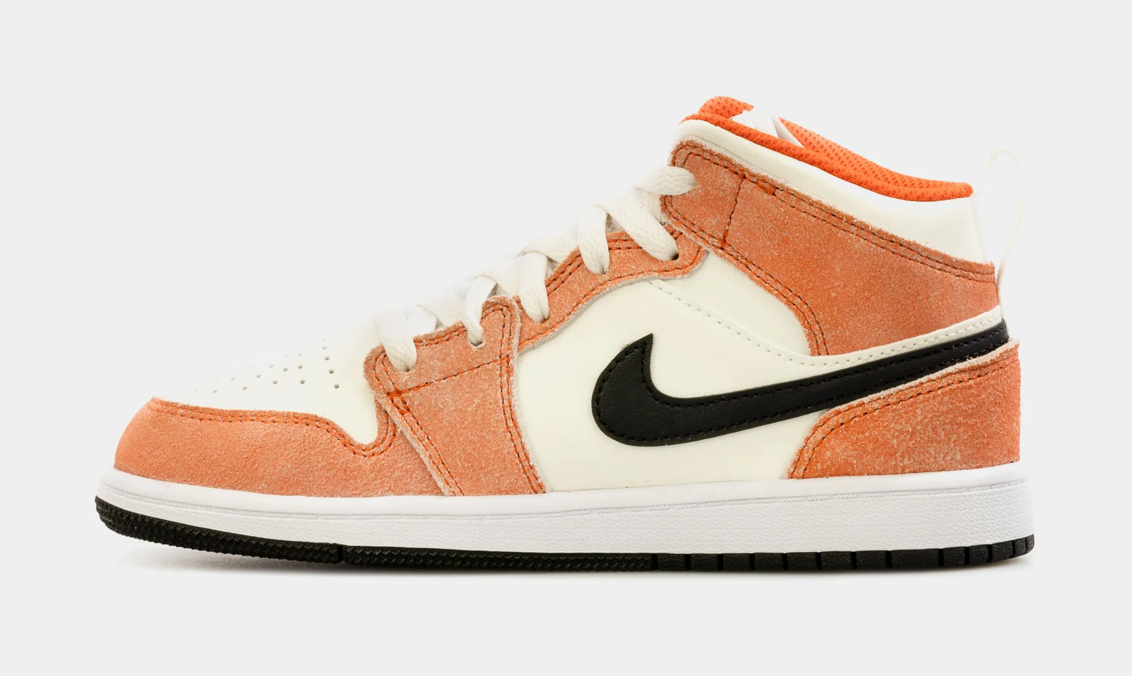 Air Jordan 1 Mid Preschool Lifestyle Shoes (Orange/White)