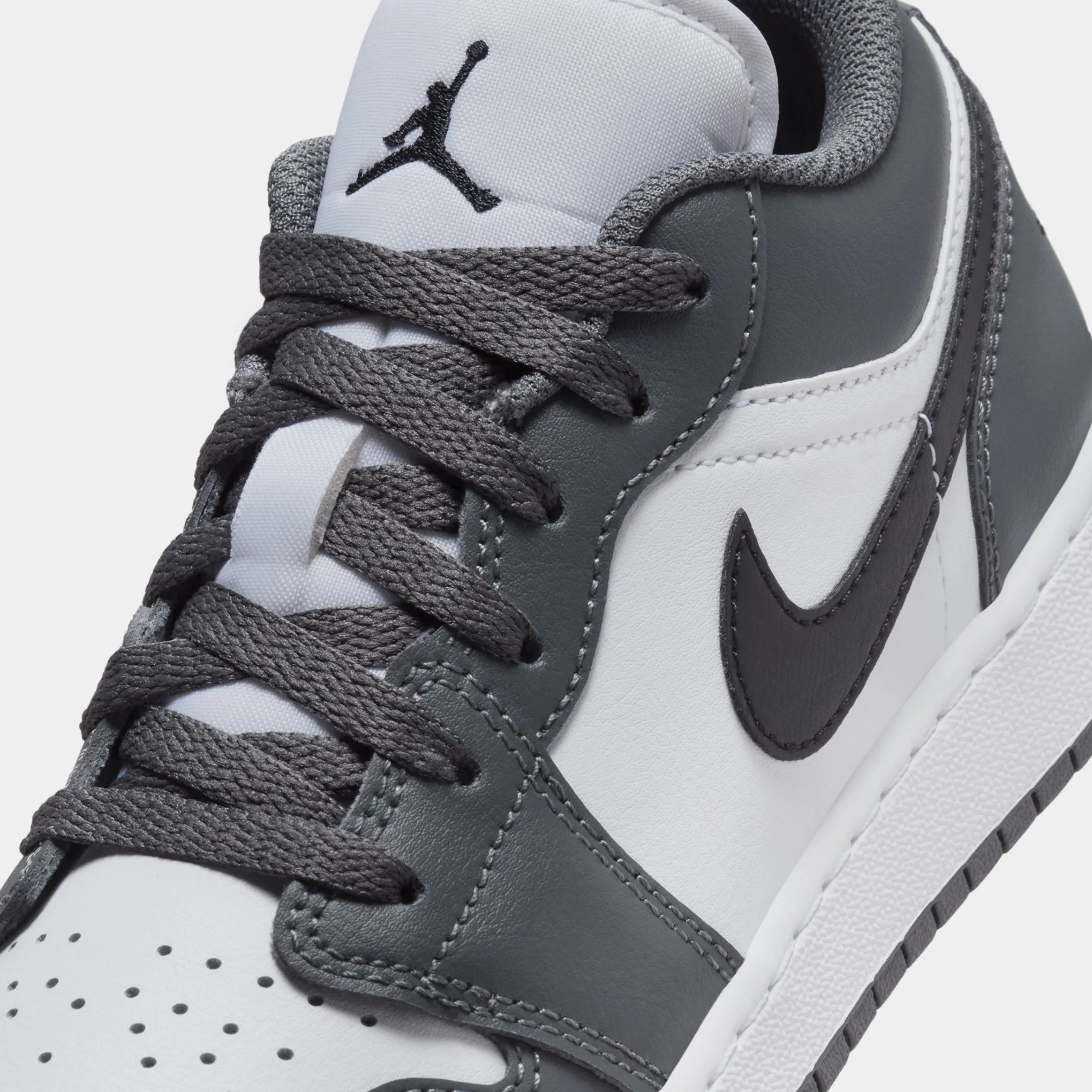 Air Jordan 1 Retro Low Iron Grey Grade School Lifestyle Shoes (White/Black/Iron Grey)