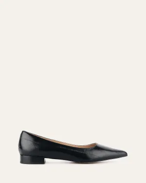 ANITA DRESS FLAT BLACK LIZARD LEATHER