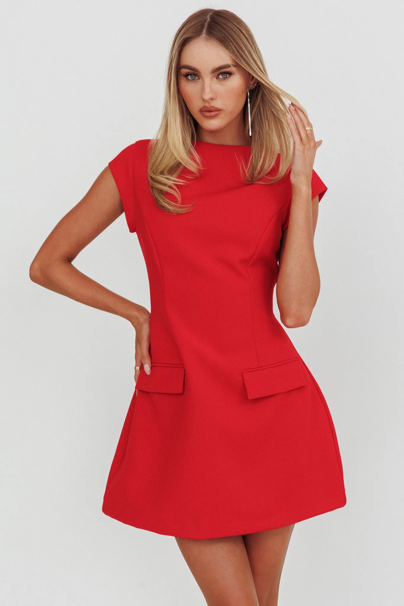 Aristos Cap Sleeve Mini Dress Red