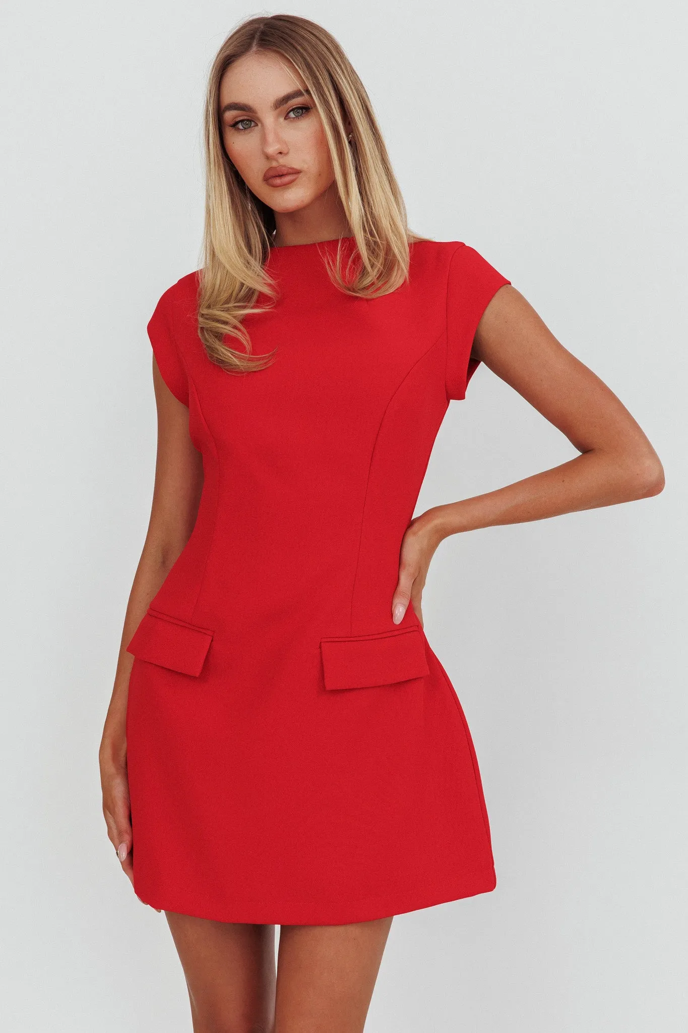 Aristos Cap Sleeve Mini Dress Red