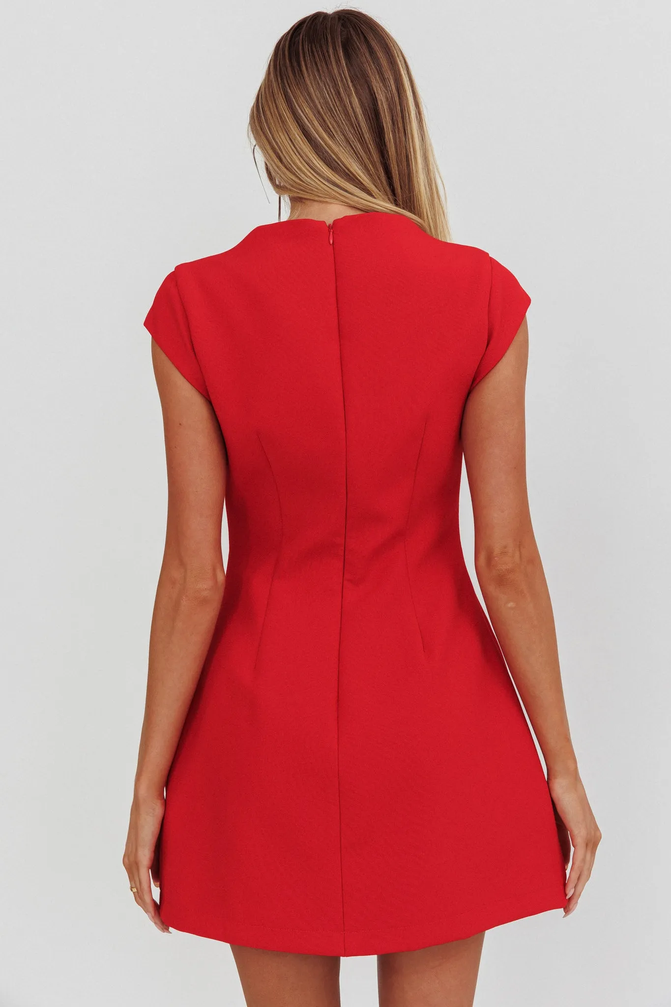 Aristos Cap Sleeve Mini Dress Red