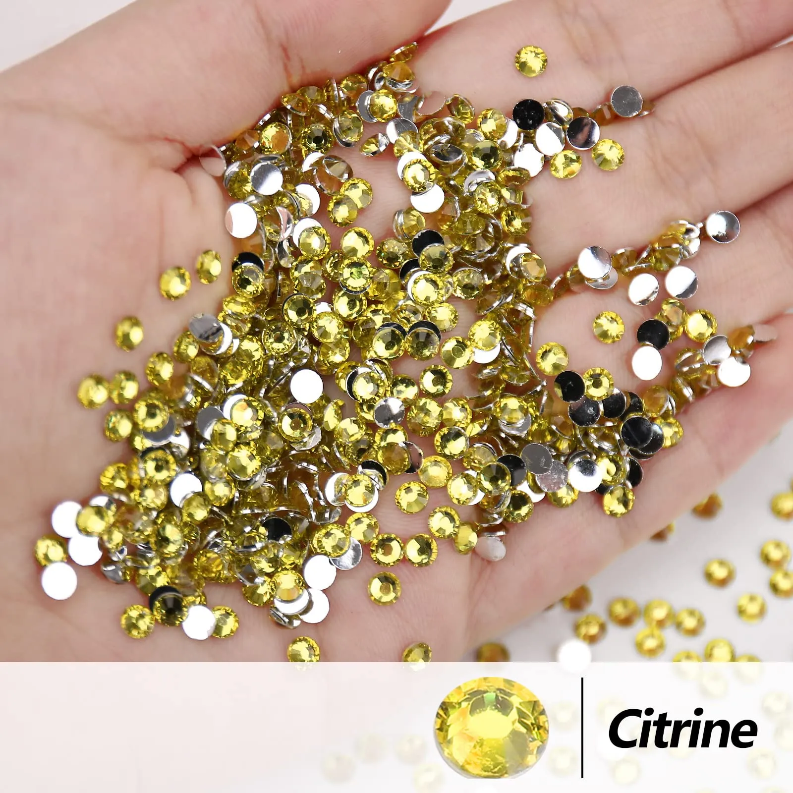 AUREHEN 10000PCs 2-6MM Citrine Resin Flat Back Rhinestones, Round Non Hotfix Resin Rhinestones Nail Gems Stones with Tweezer & Picker Pen for Tumblers Nail Art & DIY Decoration