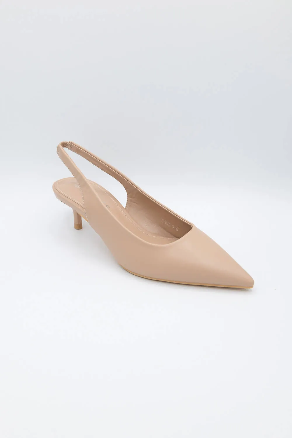 Berness Shoes Dana Slingback Kitten Heels for Women in Beige | DANA-BEIGE