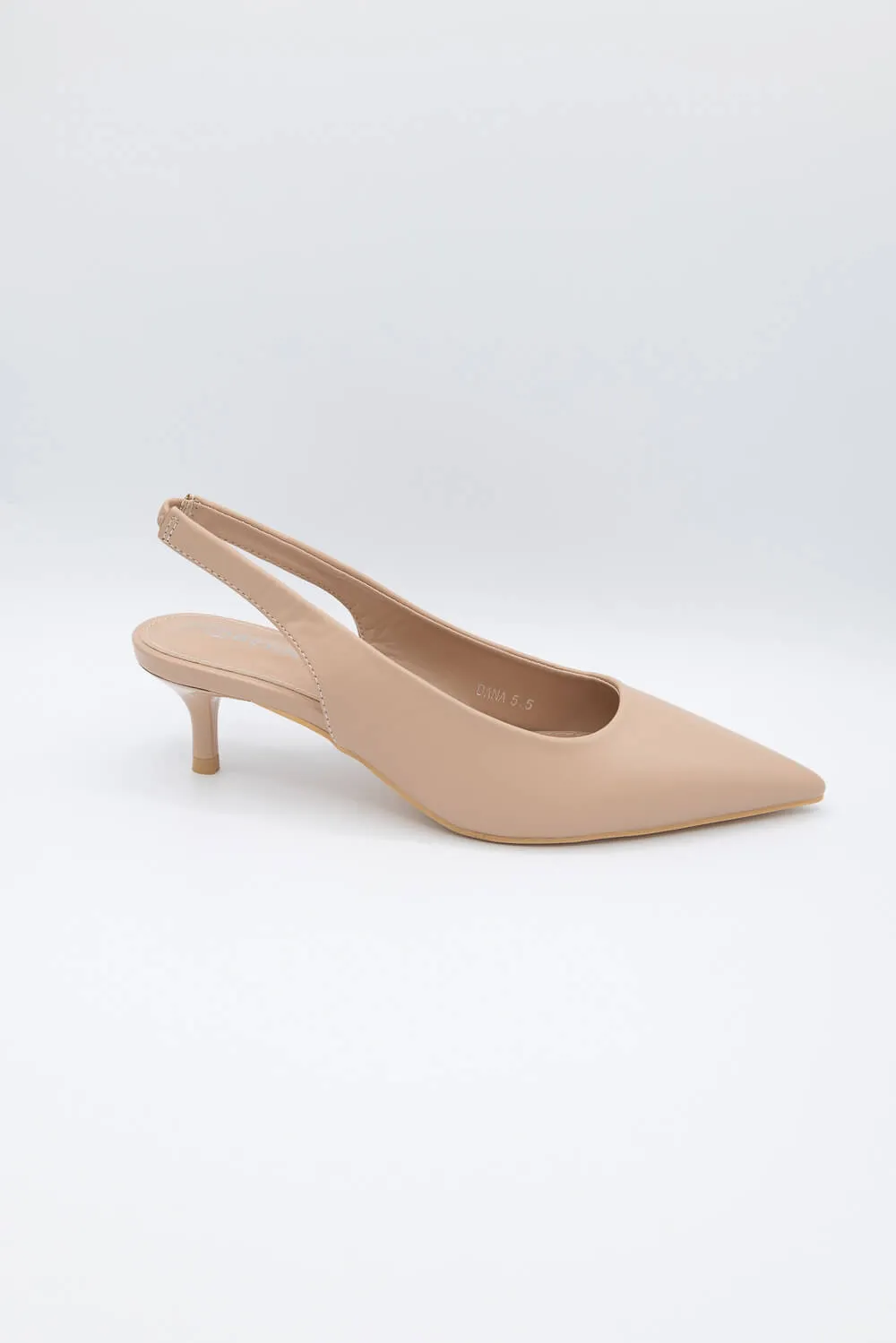 Berness Shoes Dana Slingback Kitten Heels for Women in Beige | DANA-BEIGE