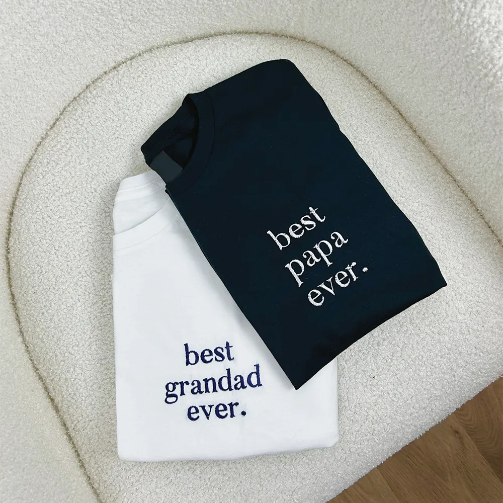 Best Grandad Ever White/Navy Embroidered Pocket Logo T-shirt