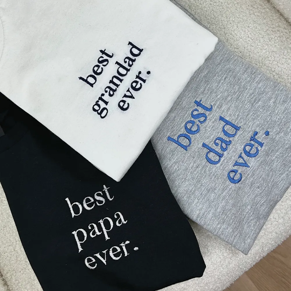 Best Grandad Ever White/Navy Embroidered Pocket Logo T-shirt