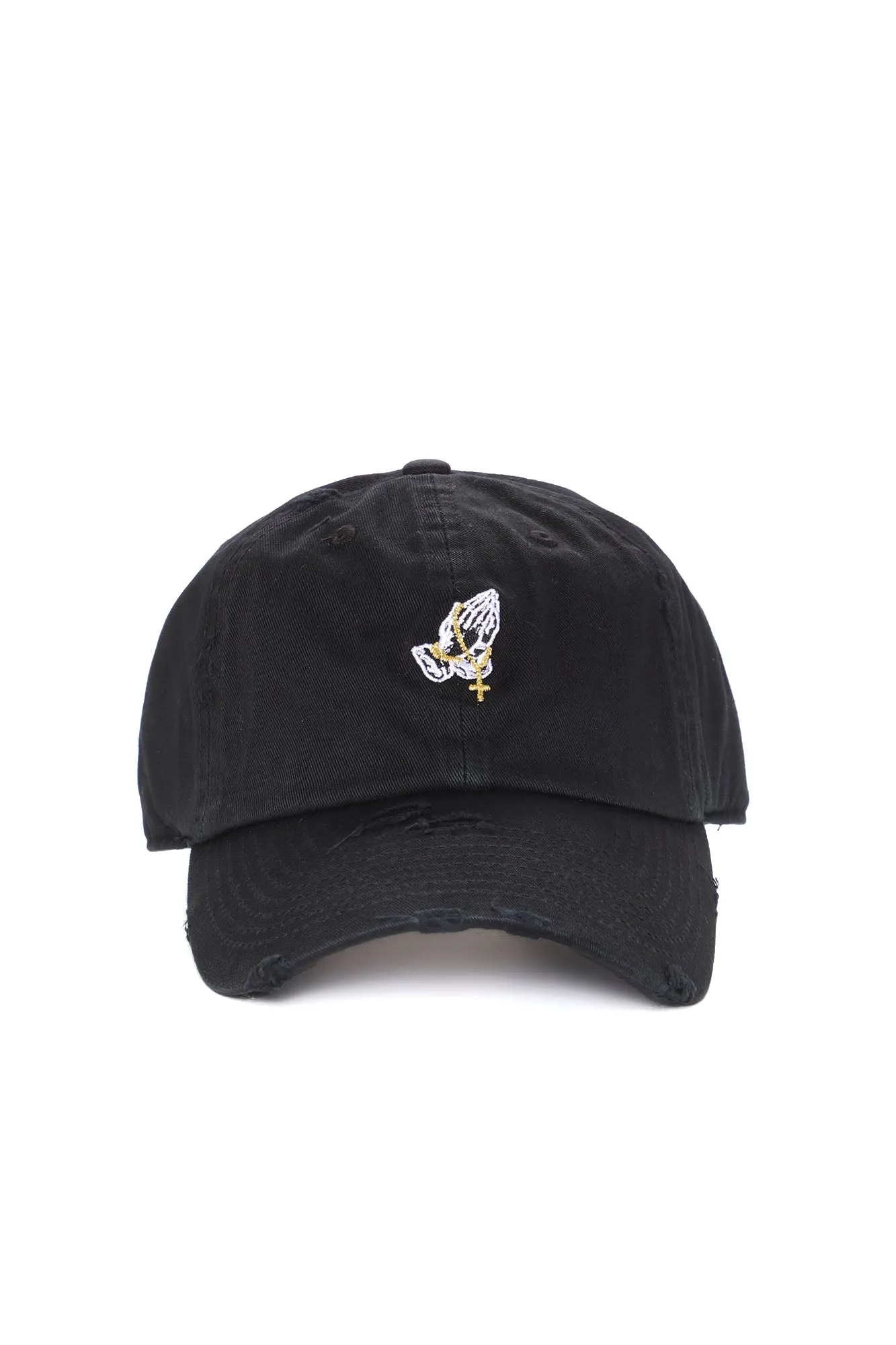 Bless Up Distressed Dad Hat - Black