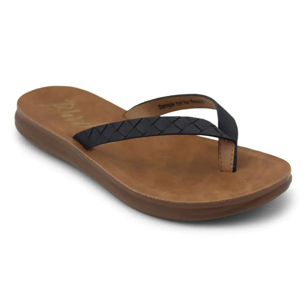 'Blowfish Malibu' Women's Santorini Thong Sandal - Black Sandstone