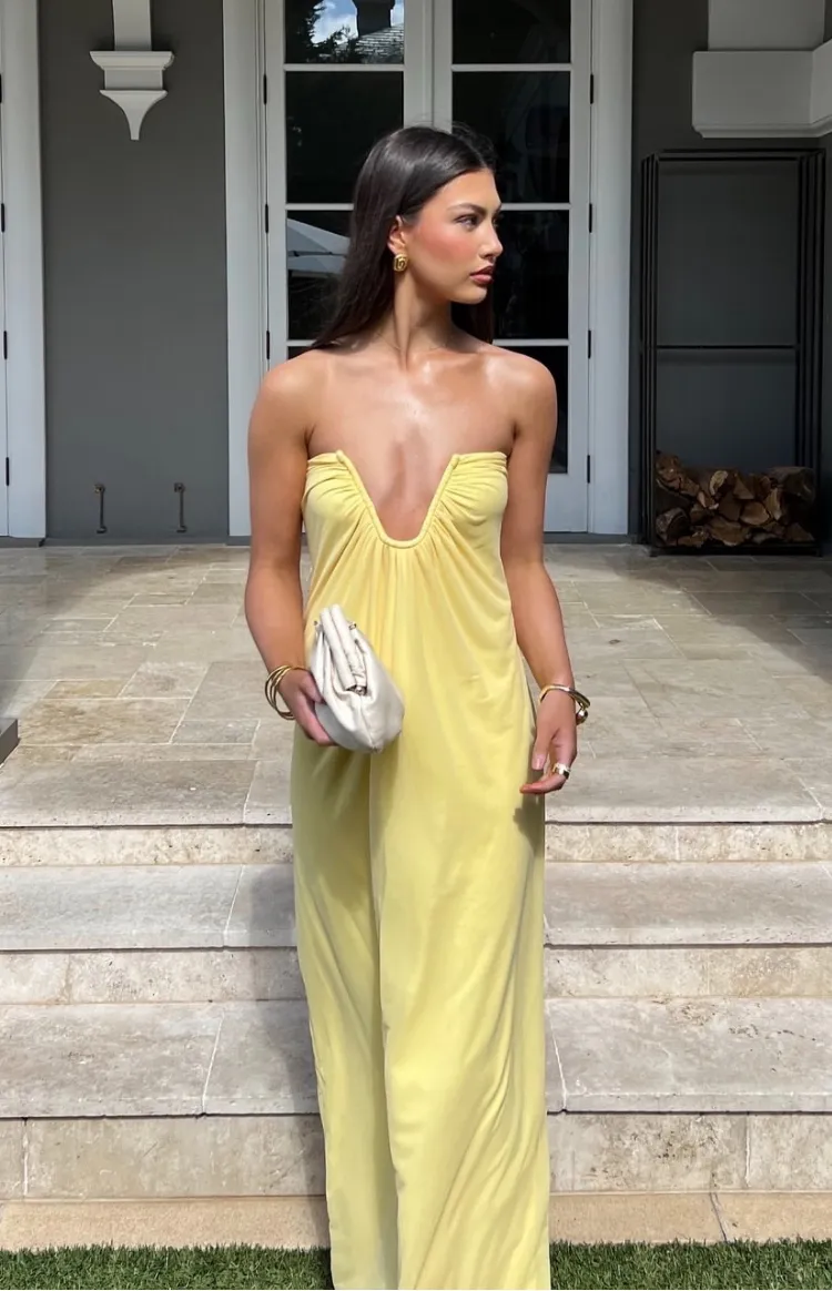 Braelyn Yellow Strapless Maxi Dress