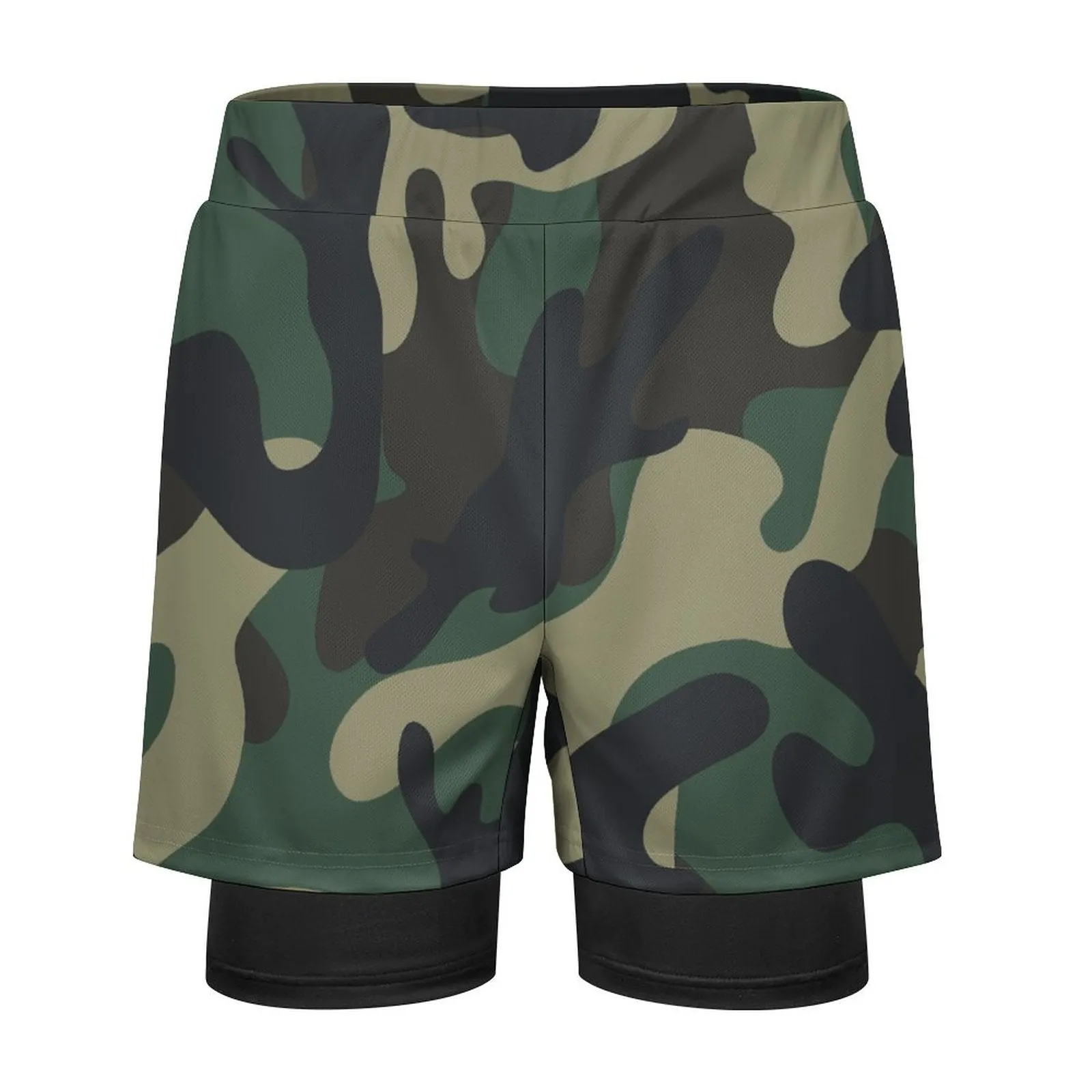 Camouflage Pattern Men Athletic Shorts with 4 Pockets, Casual Men's Light Weight Shorts