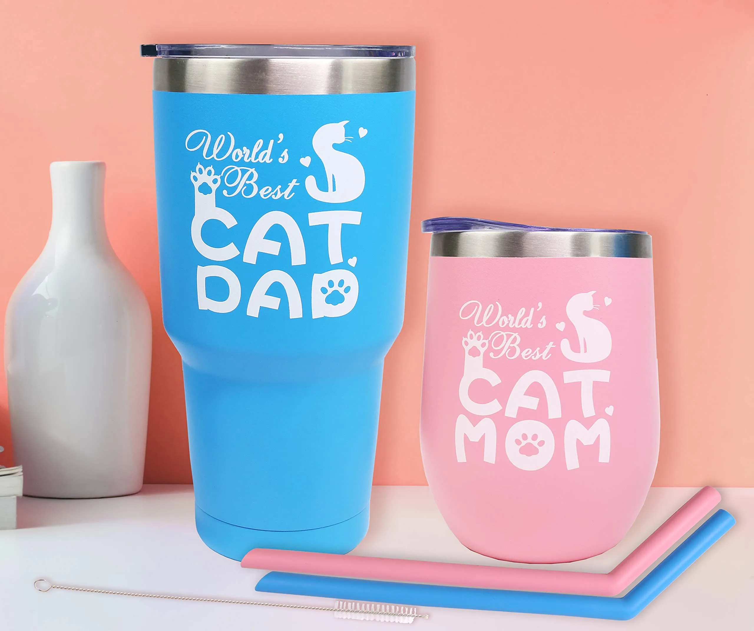 Cat Lovers Gifts for Couples,Cat Mom Dad Cup,Cat Dad Cup,Best Cat Mom,Best Cat Mom Mug,Cat