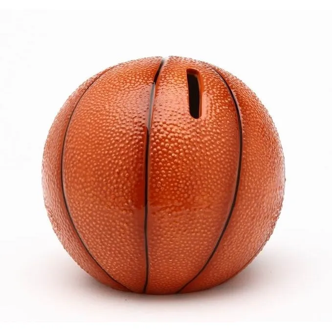 Ceramic Basketball Piggy Bank 4.75 Inch Kids Room Game Room Gift