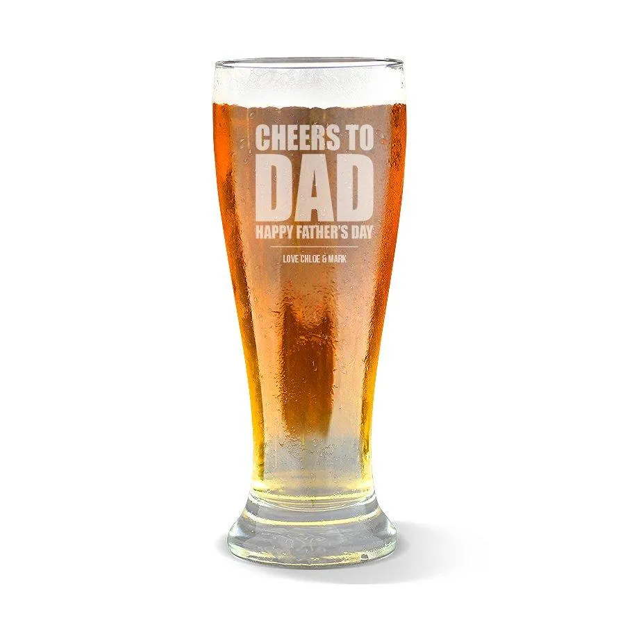 Cheers to Dad Premium 285ml Beer Glass