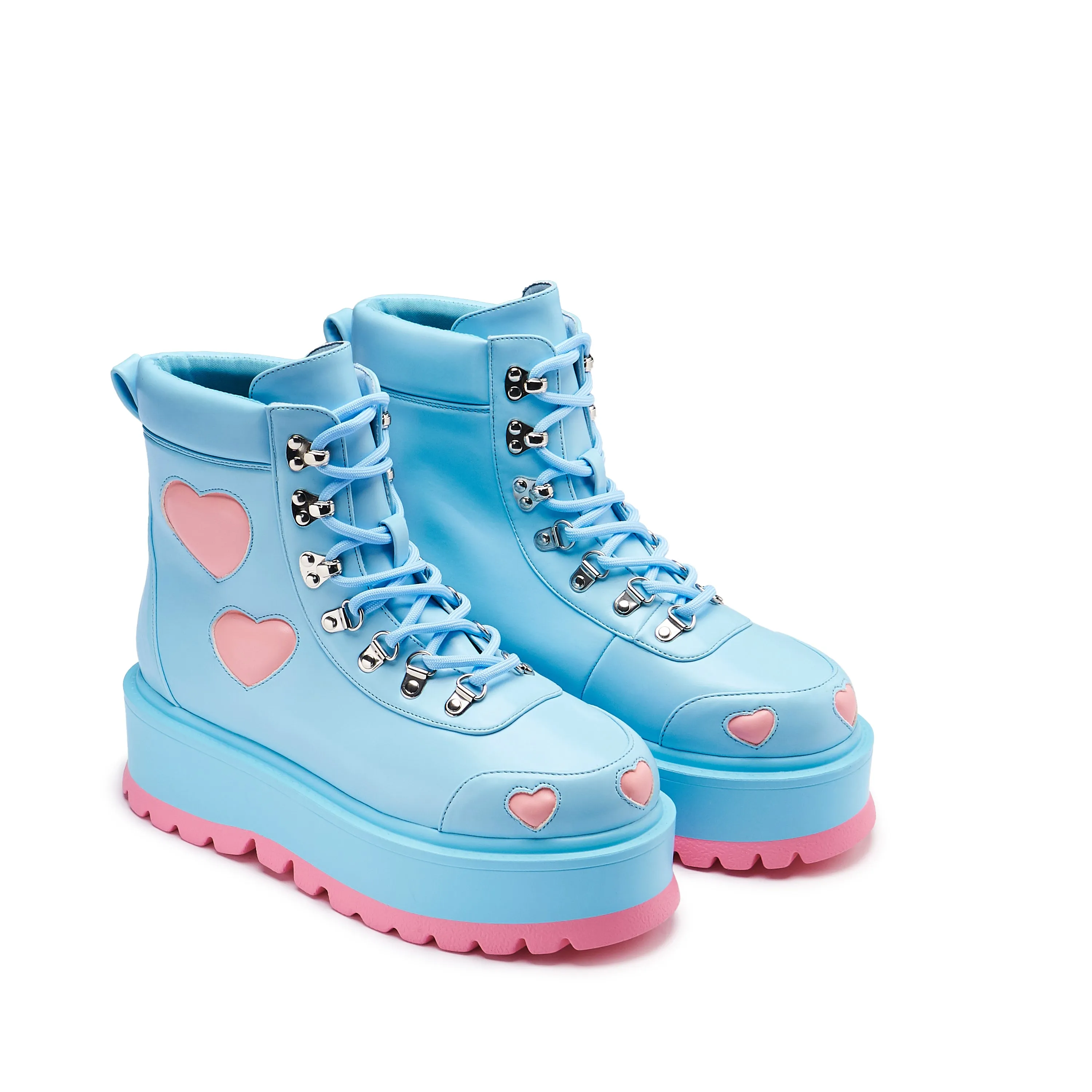 Chibi Cherub Kawaii Heart Boots - Blue