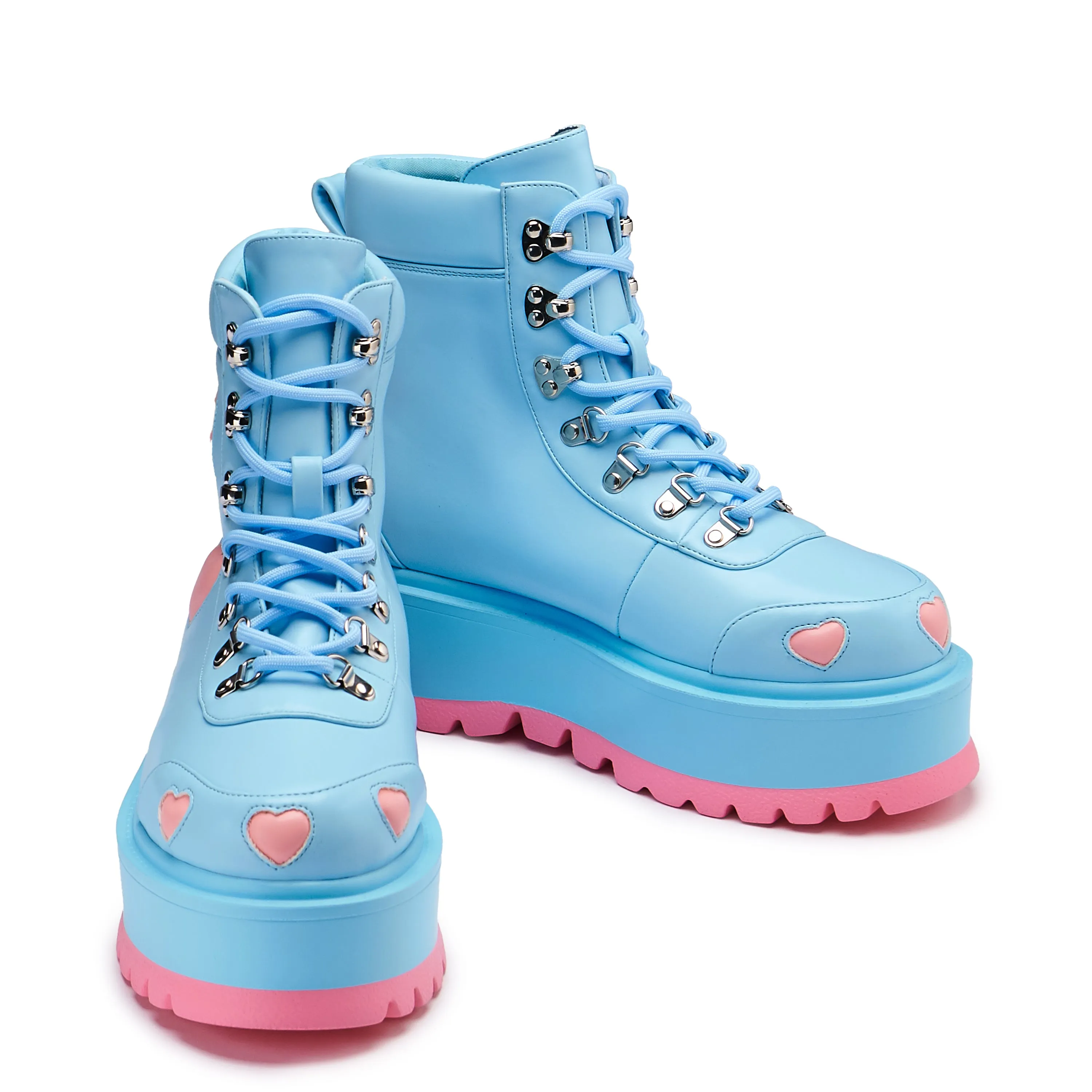 Chibi Cherub Kawaii Heart Boots - Blue