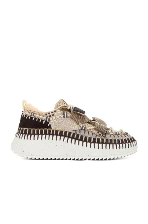 Chloe Nama Mesh Sneakers in Nomad Beige