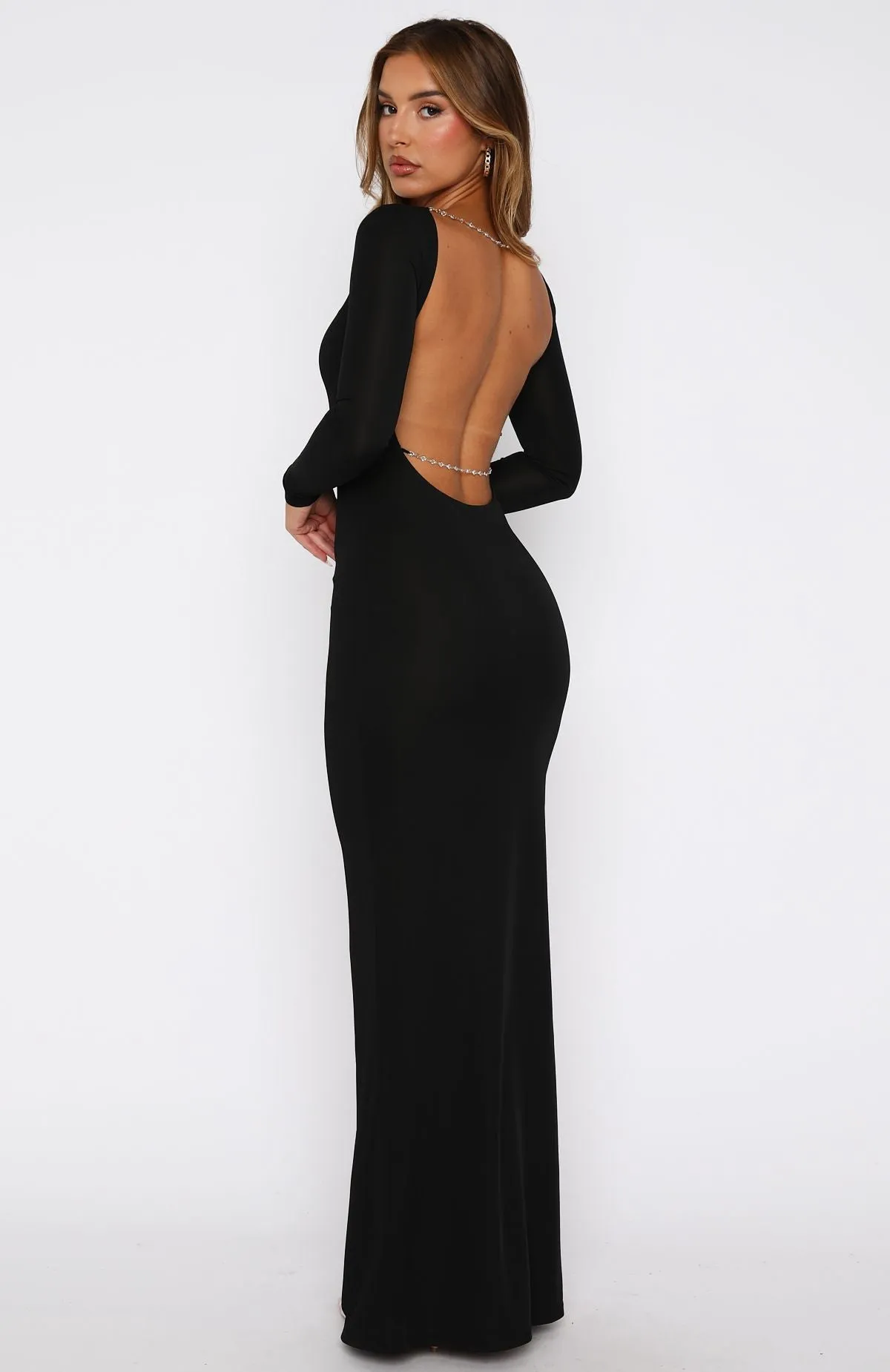 Countdown To Midnight Maxi Long Sleeve Dress Black