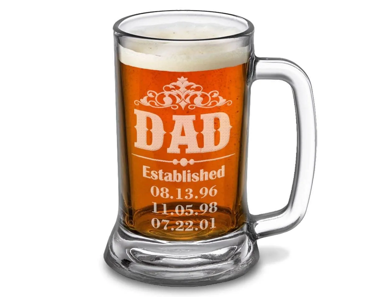 Dad Gift Daddy New Dad Beer Mug 16 Oz  Engraved Beer Glass Father's Day Gift Idea Etched from daughter son and wife for Fathers Day