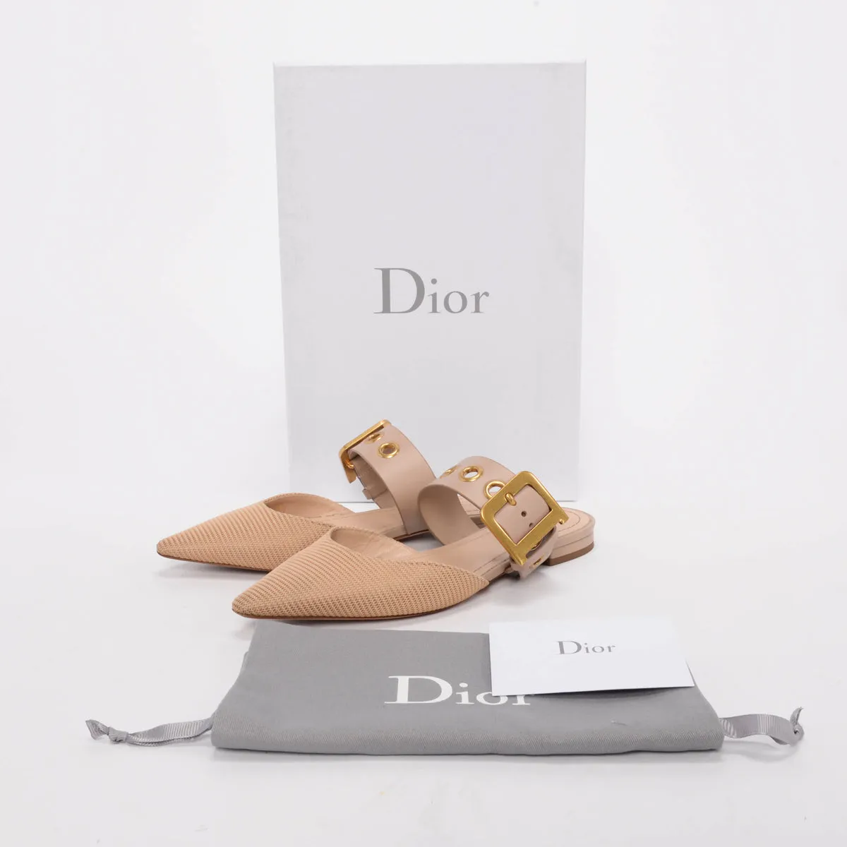 Dior Beige Technical Fabric D-Dior Flats 35.5