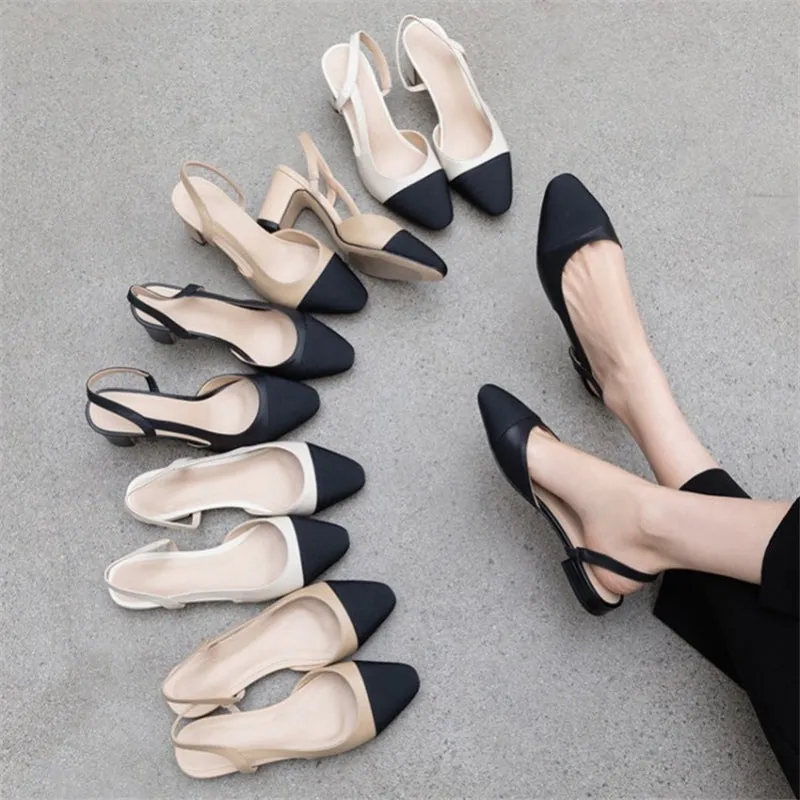 Ergonomic Basic Pointed Toe Shoes with Slingback Strap