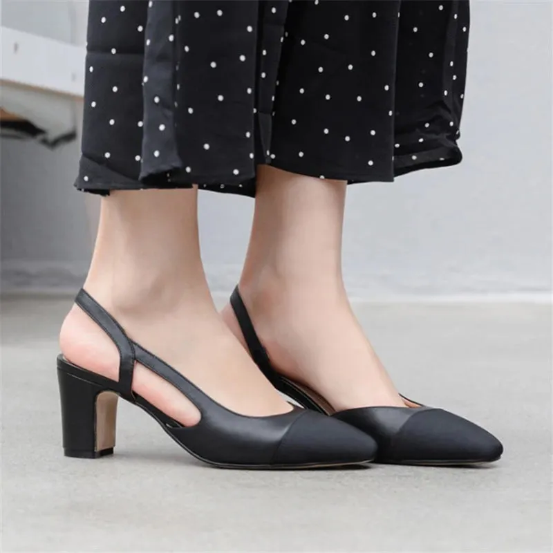 Ergonomic Basic Pointed Toe Shoes with Slingback Strap