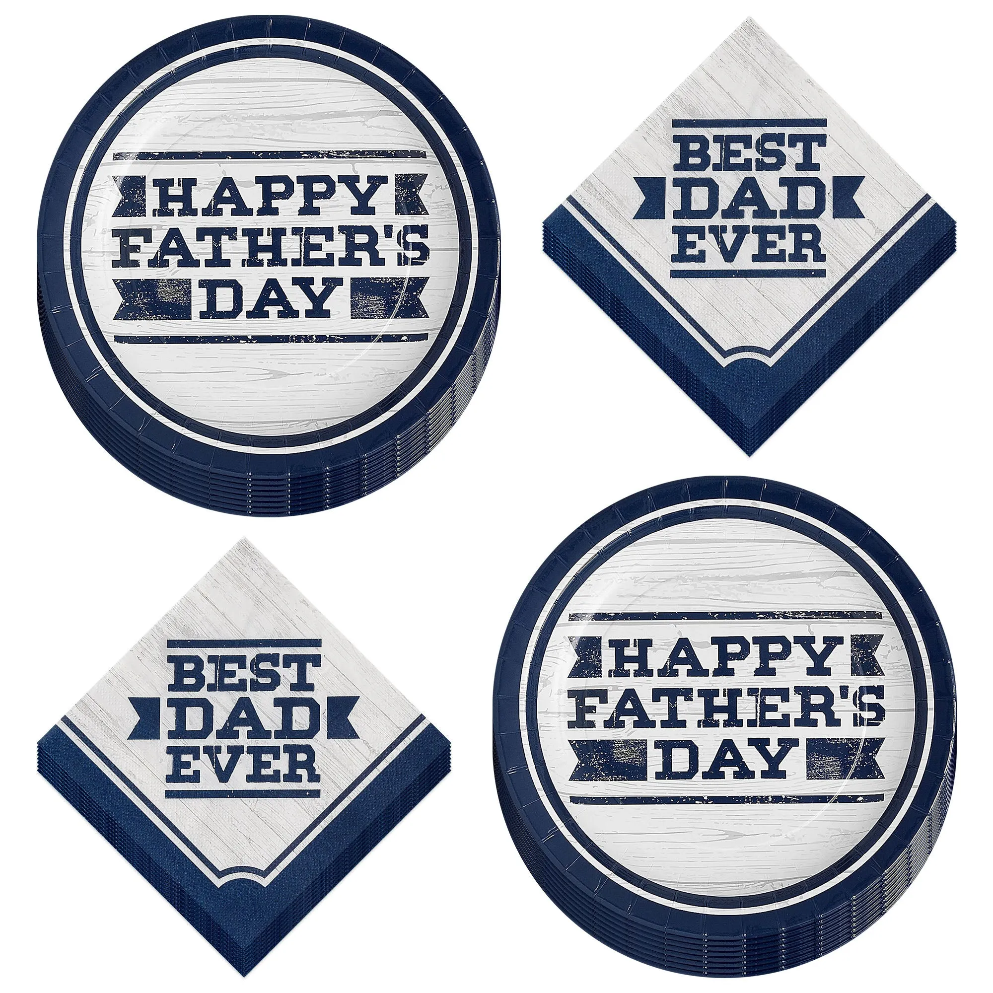 Father's Day Party Supplies - Best Dad Ever Paper Dinner Plates and Lunch Napkins (16 Plates & Napkins)