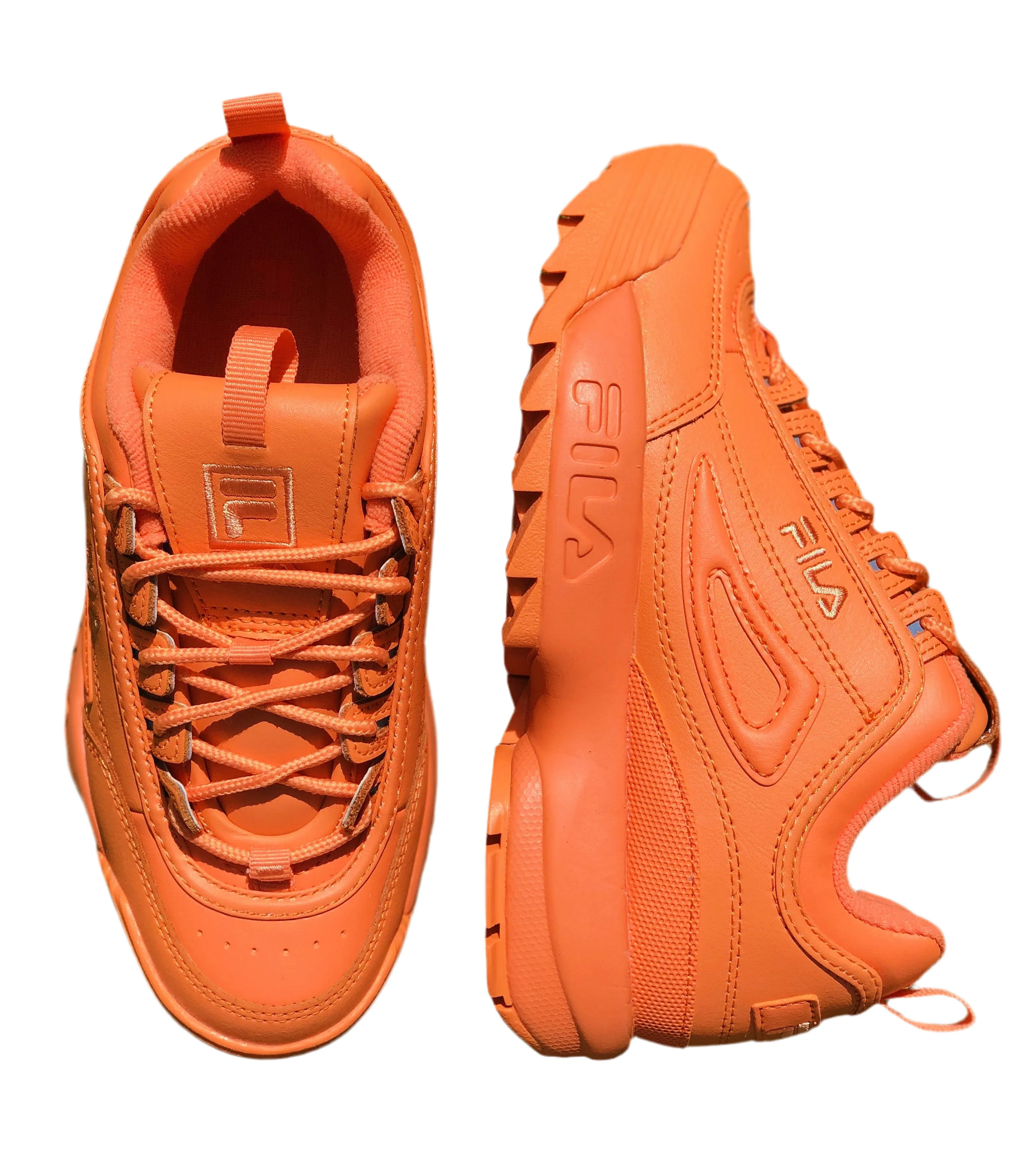 FILA: DISRUPTOR II PREMIUM ORANGE LEATHER SHOES