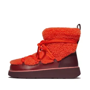 FitFlop Gen FF x Roksanda Curly Shearling Lace Ankle Boots Tangerine Mix