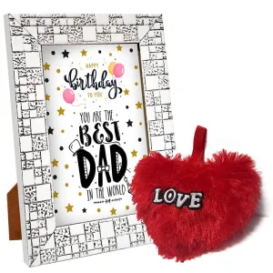 GIFT MY PASSION Happy Birthday To You You Are The Best Dad In The World Photo Frame & Red Cushion | birthday dad gift