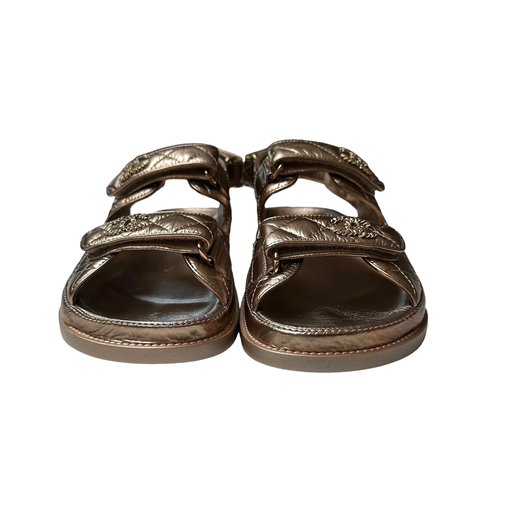 Gold Leather Dad Sandals - 7