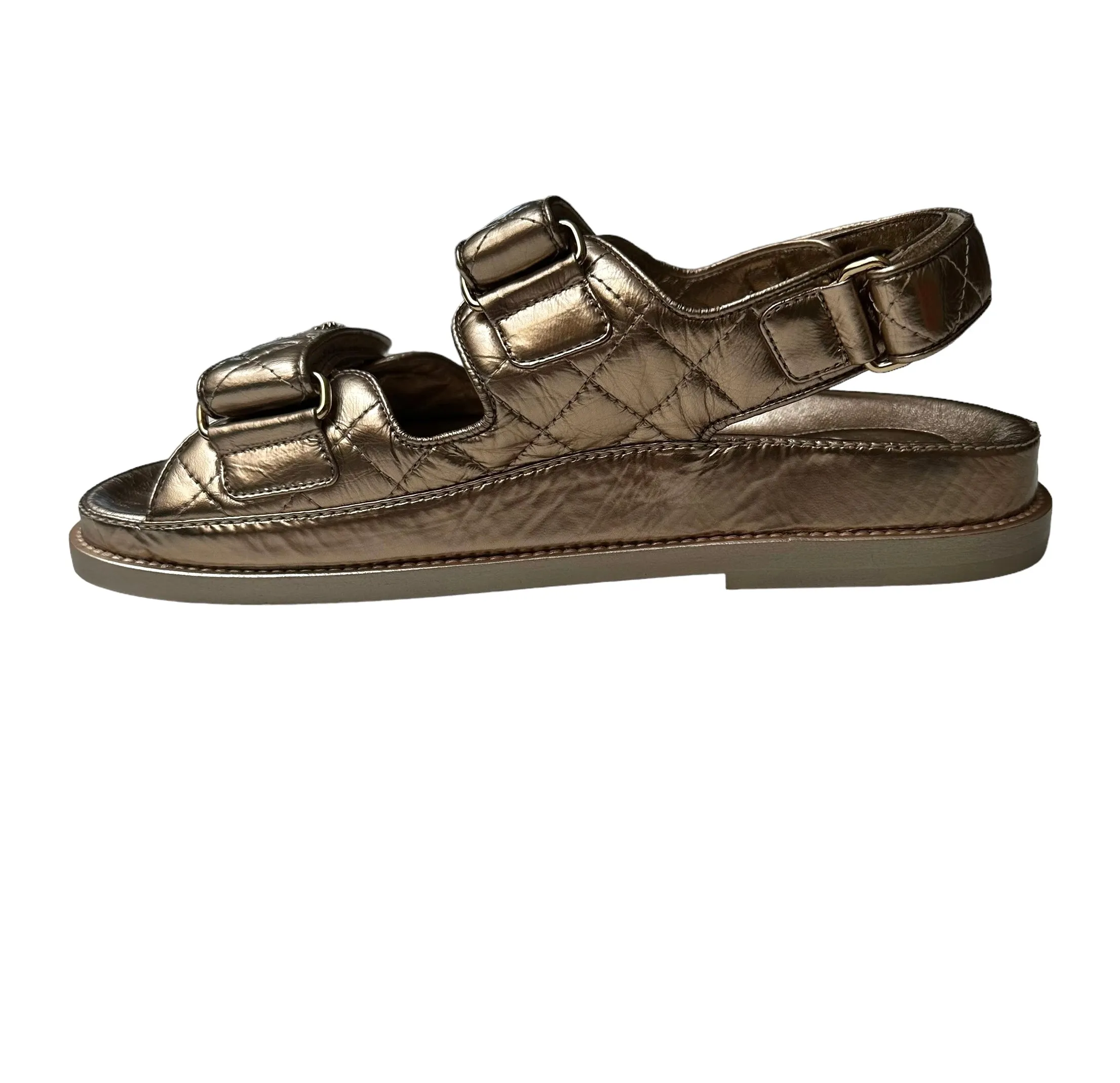 Gold Leather Dad Sandals - 7