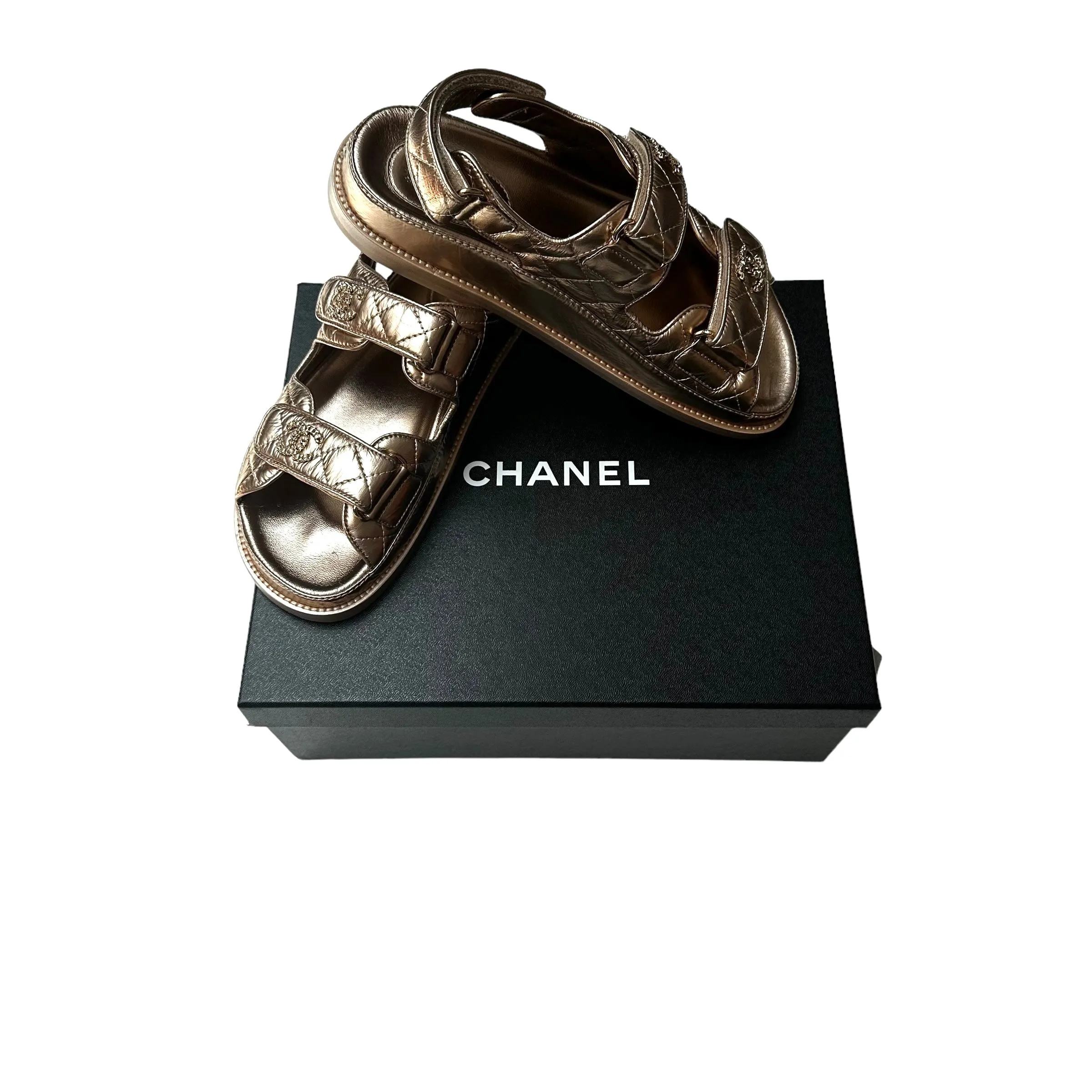 Gold Leather Dad Sandals - 7