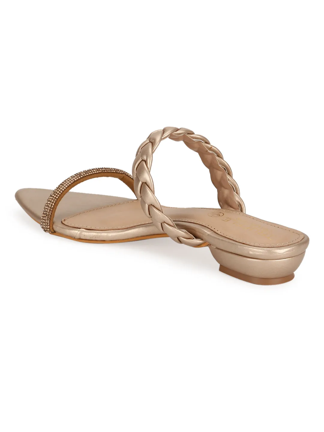 Gold PU Braided Pointed Flats (TC-SLC-SF51-GLD)