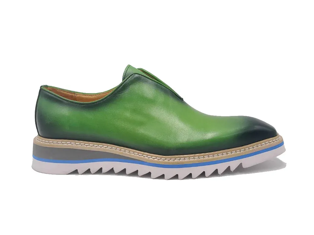 Green Carrucci Men's Shoes Laceless Slip-On Loafer with Contrast Color Style No: K55S0-08