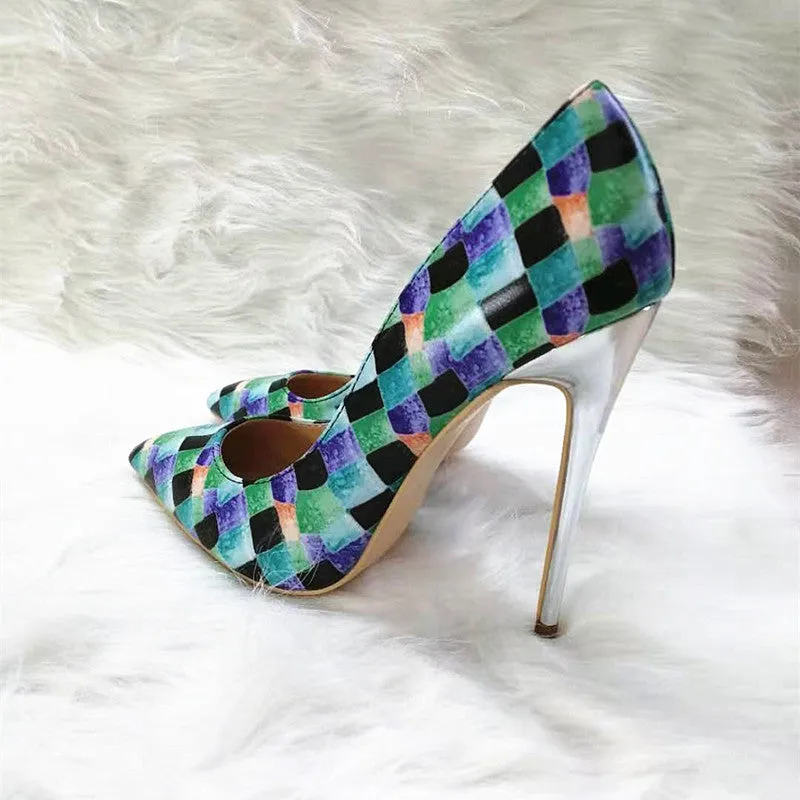 High-heels with Colorful Patterns Fashion Women Party Shoes