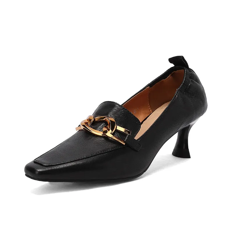 Ila Black Heeled Loafers