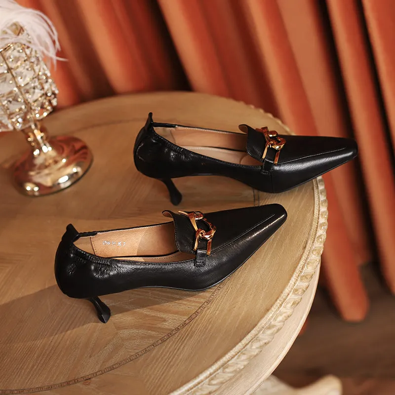 Ila Black Heeled Loafers