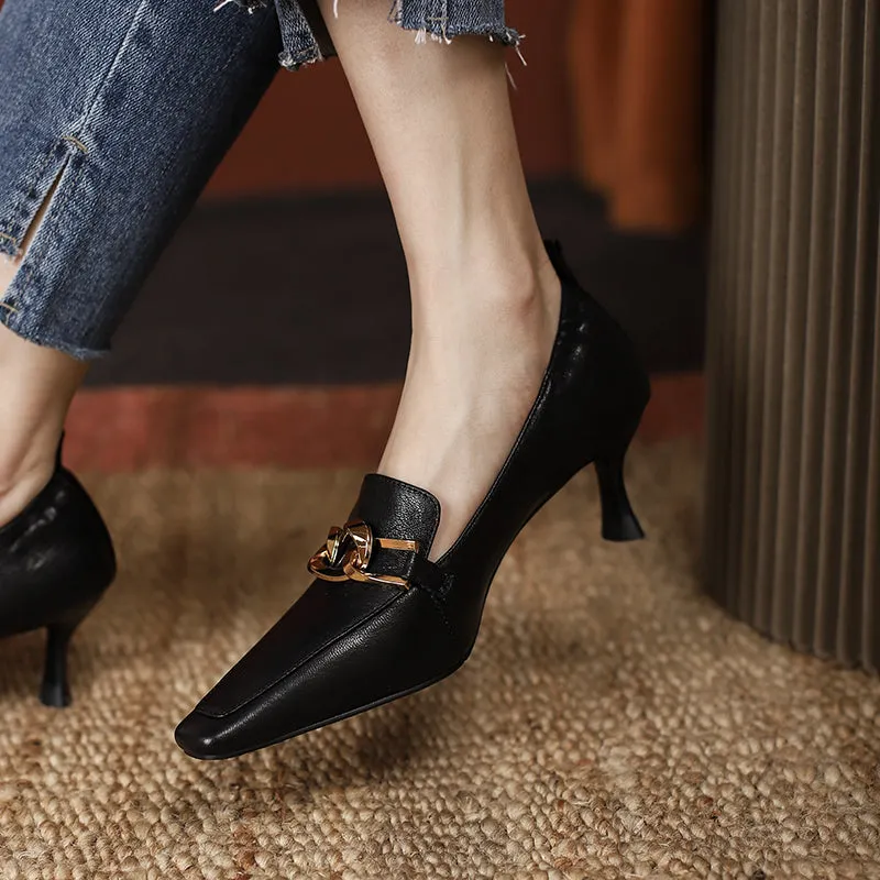 Ila Black Heeled Loafers