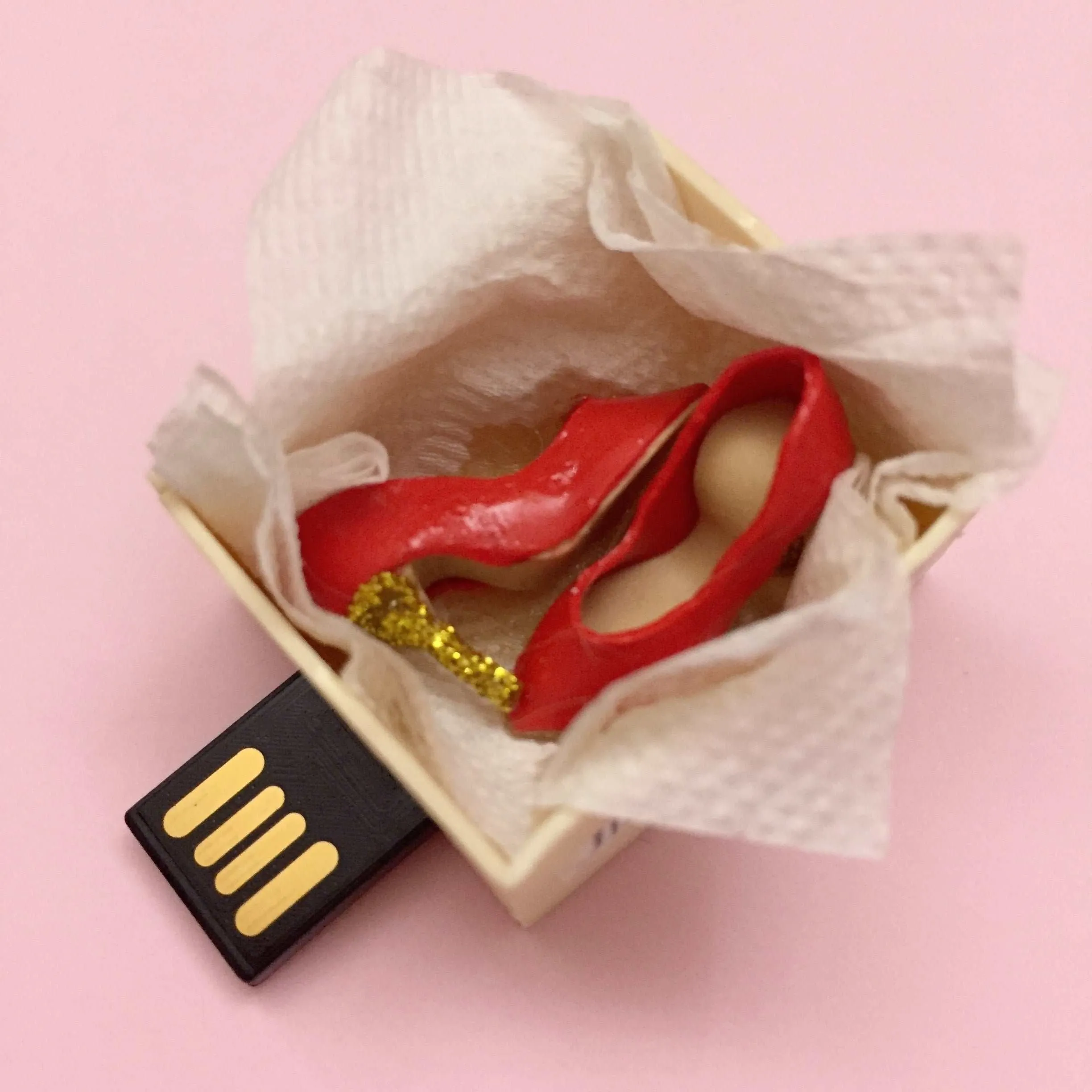 Jimmy Whoo Red Miniature Shoes Novelty Pen Drive