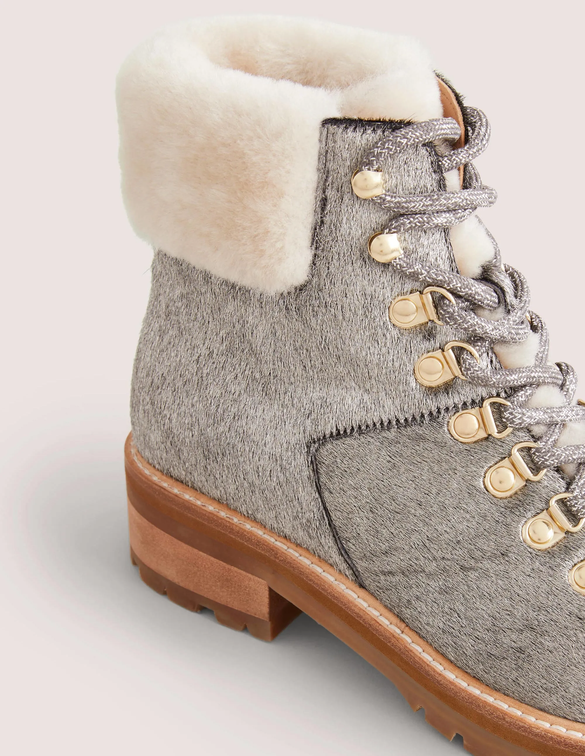 Lace-up Hiking Boots-Silver