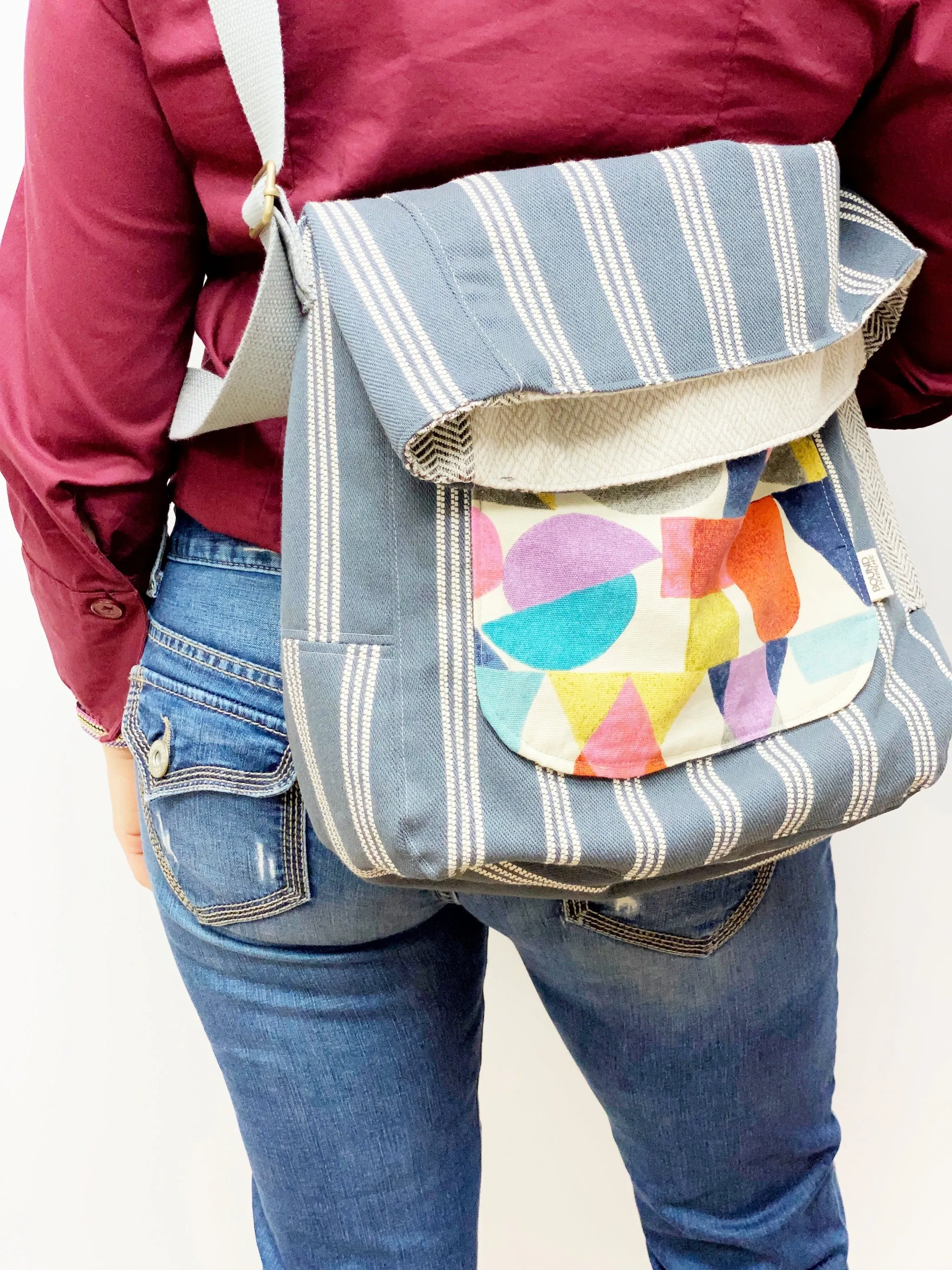 Large Bag, The Weekender - Navy Stripes, Crossbody Tote, Big Bag