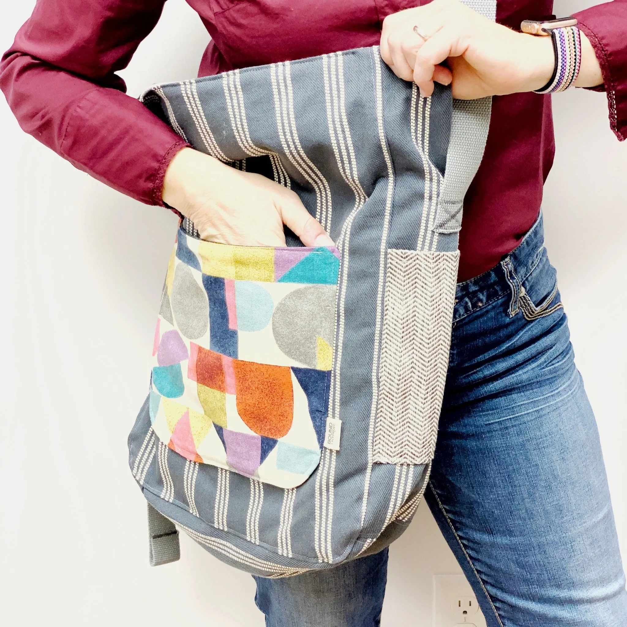 Large Bag, The Weekender - Navy Stripes, Crossbody Tote, Big Bag