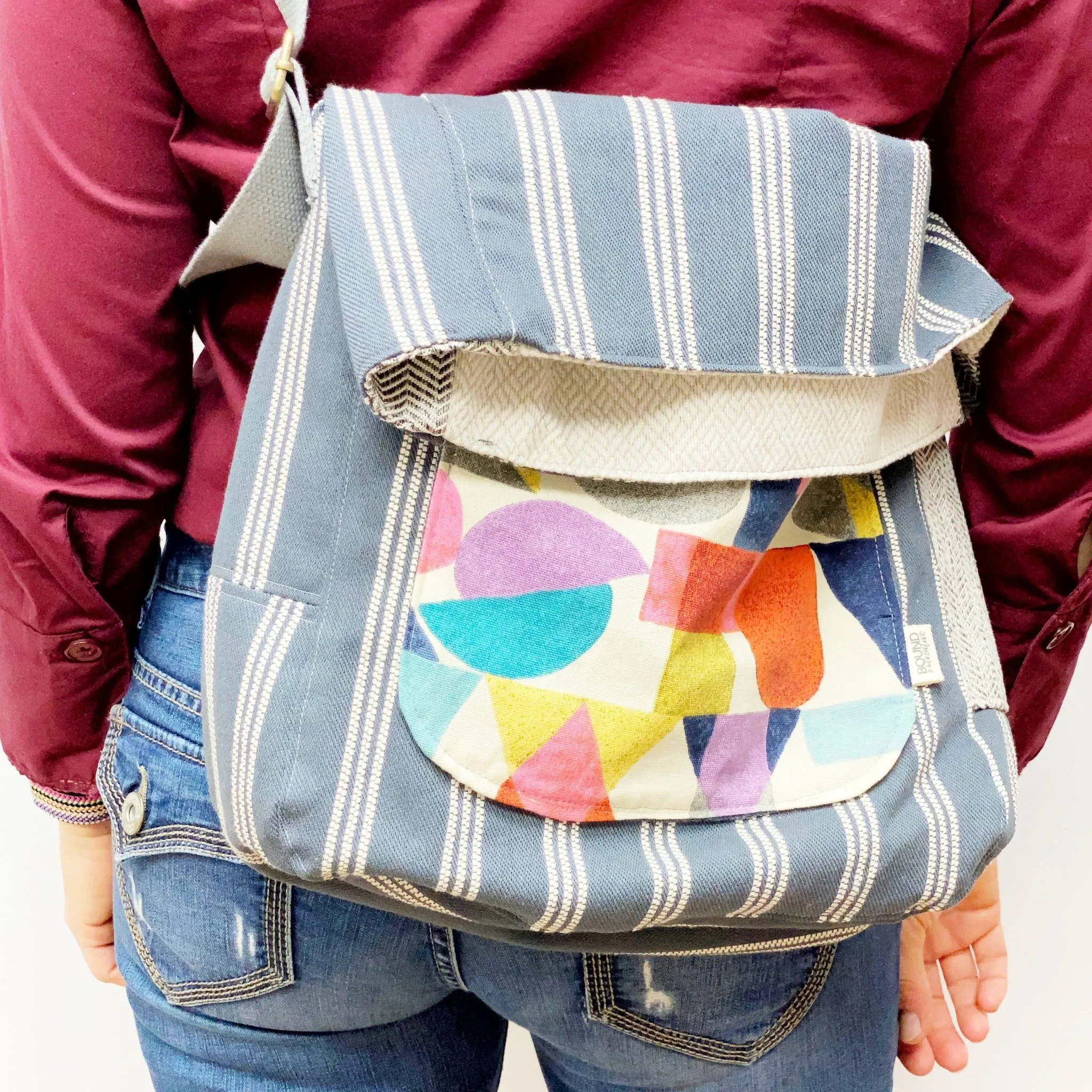 Large Bag, The Weekender - Navy Stripes, Crossbody Tote, Big Bag