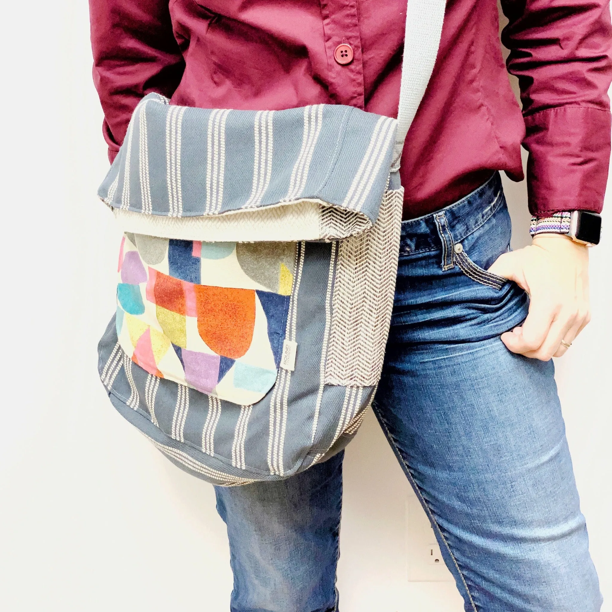 Large Bag, The Weekender - Navy Stripes, Crossbody Tote, Big Bag