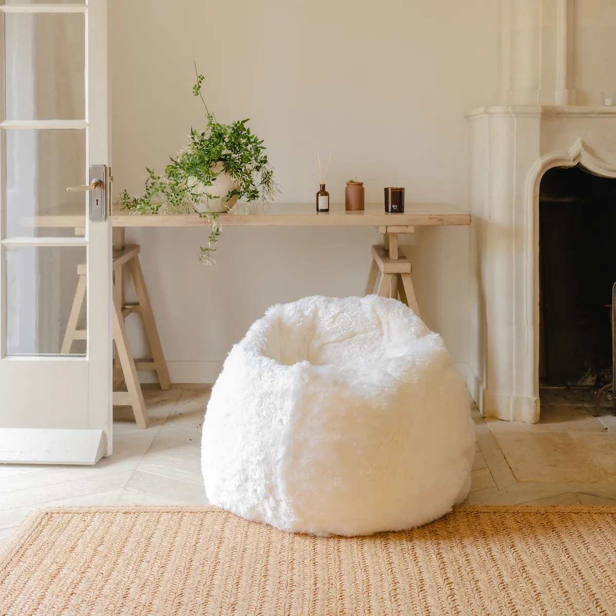 Large Shearling Beanbag - Ivory